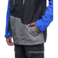 Adjustable Drawstring Hood Colorblock Ski Jacket